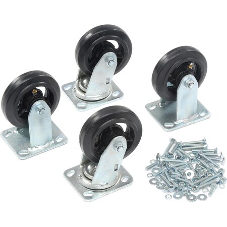 Global Industrial Mold-On Rubber Caster Kit 2 Swivel, 2 Rigid, 5 x 1-1/2 232CP3